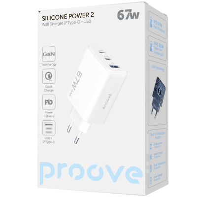 Купить СЗУ Proove Silicone Power 2 67W (2*Type-C+USB) 68734 - Ncase