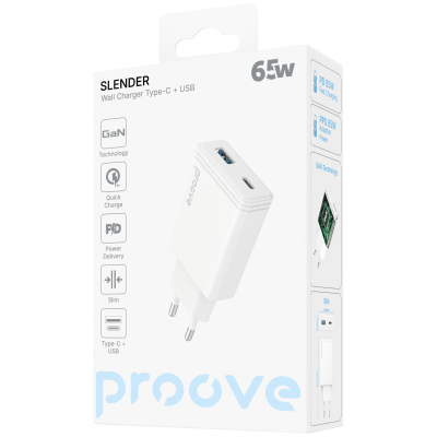 Купить СЗУ Proove Slender 65W (Type-C + USB) 71480 - Ncase