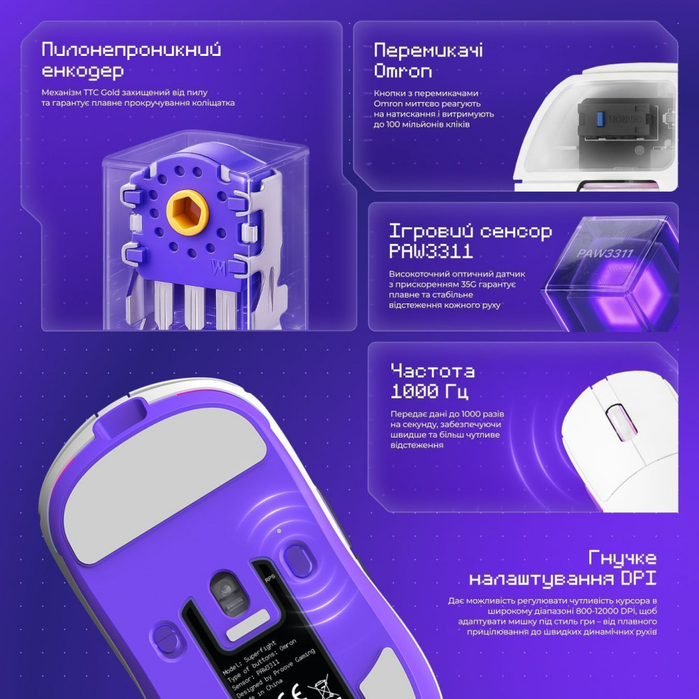 Дротова ігрова миша Proove Gaming Superfight Wired — Придбати в Україні - фото 3