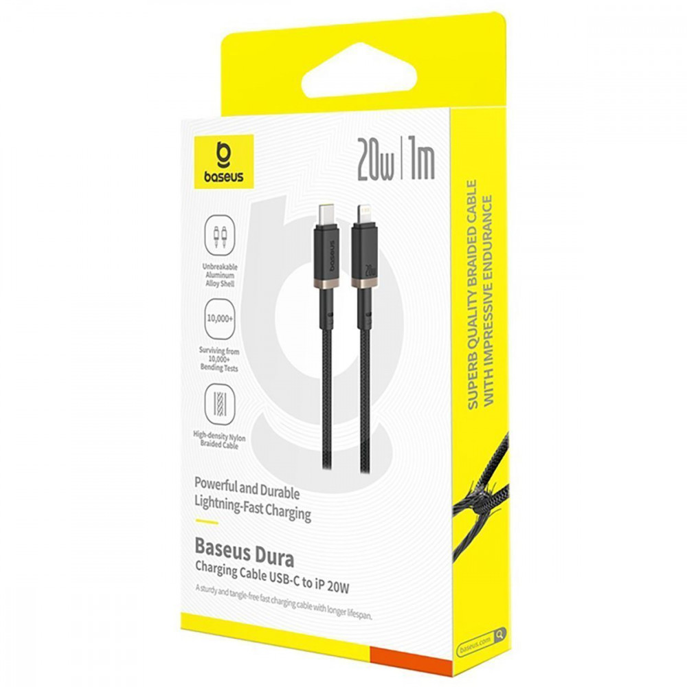 Кабель Baseus Dura Series Type-C to Lightning 20W (1m) black/red на малюнкі №1
