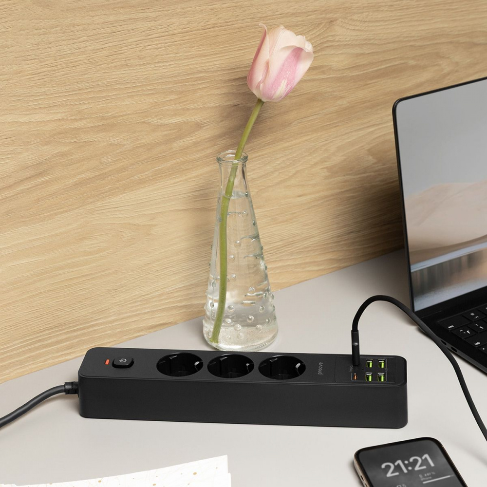 Мережевий фільтр Proove Power Strip P-03 (3 розетки + 4 USB + 2 Type-C) 2М — Придбати в Україні - фото 10