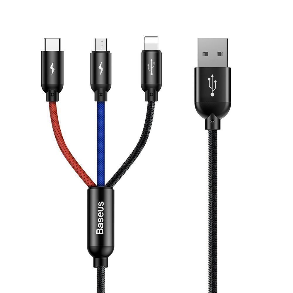 Cable Baseus Three Primary Colors 3-in-1 (0.3m) - фото 5