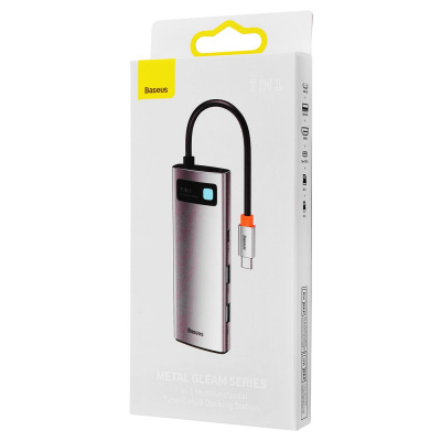 USB-Хаб Baseus Metal Gleam Series 7-in-1 (2xUSB3.0 + 4KHD + Type-C + Type-C PD+ TF + SD) — Придбати в Україні