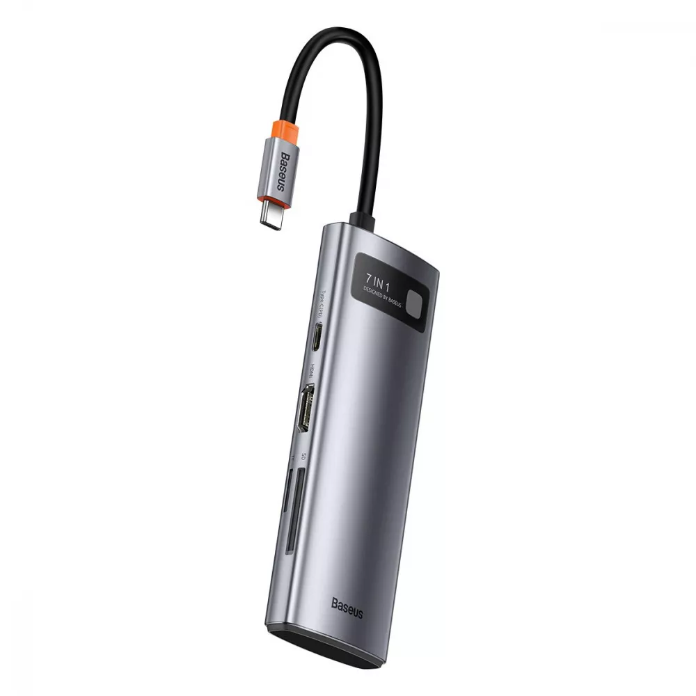 USB-Хаб Baseus Metal Gleam Series 7-in-1 (2xUSB3.0 + 4KHD + Type-C + Type-C PD+ TF + SD) — Придбати в Україні - фото 7