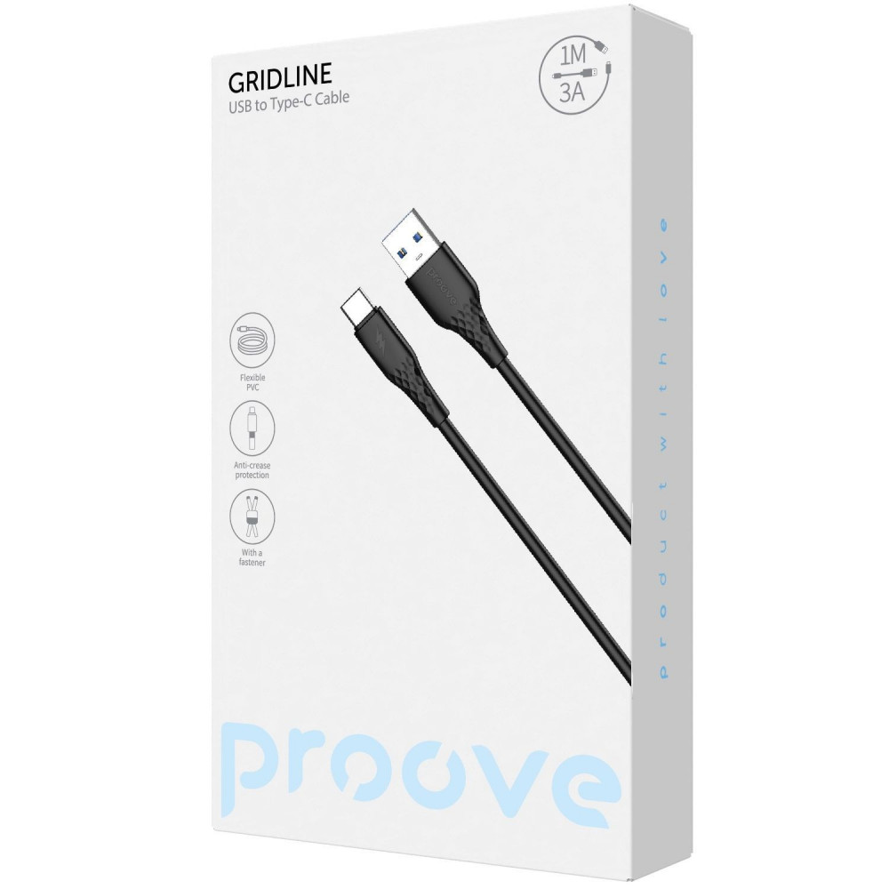 Кабель Proove GridLine USB to Type-C 3A (1m) black на малюнкі №2