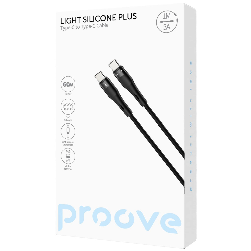 Кабель Proove Light Silicone Plus Type-C to Type-C 60W (1m) — Придбати в Україні - фото 1