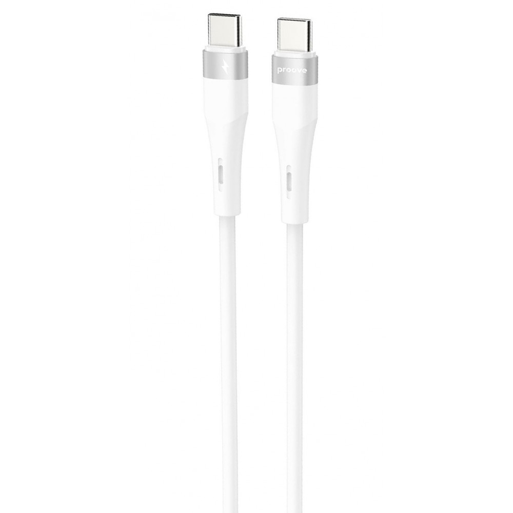 Кабель Proove Light Silicone Plus Type-C to Type-C 60W (1m) white на малюнкі №1