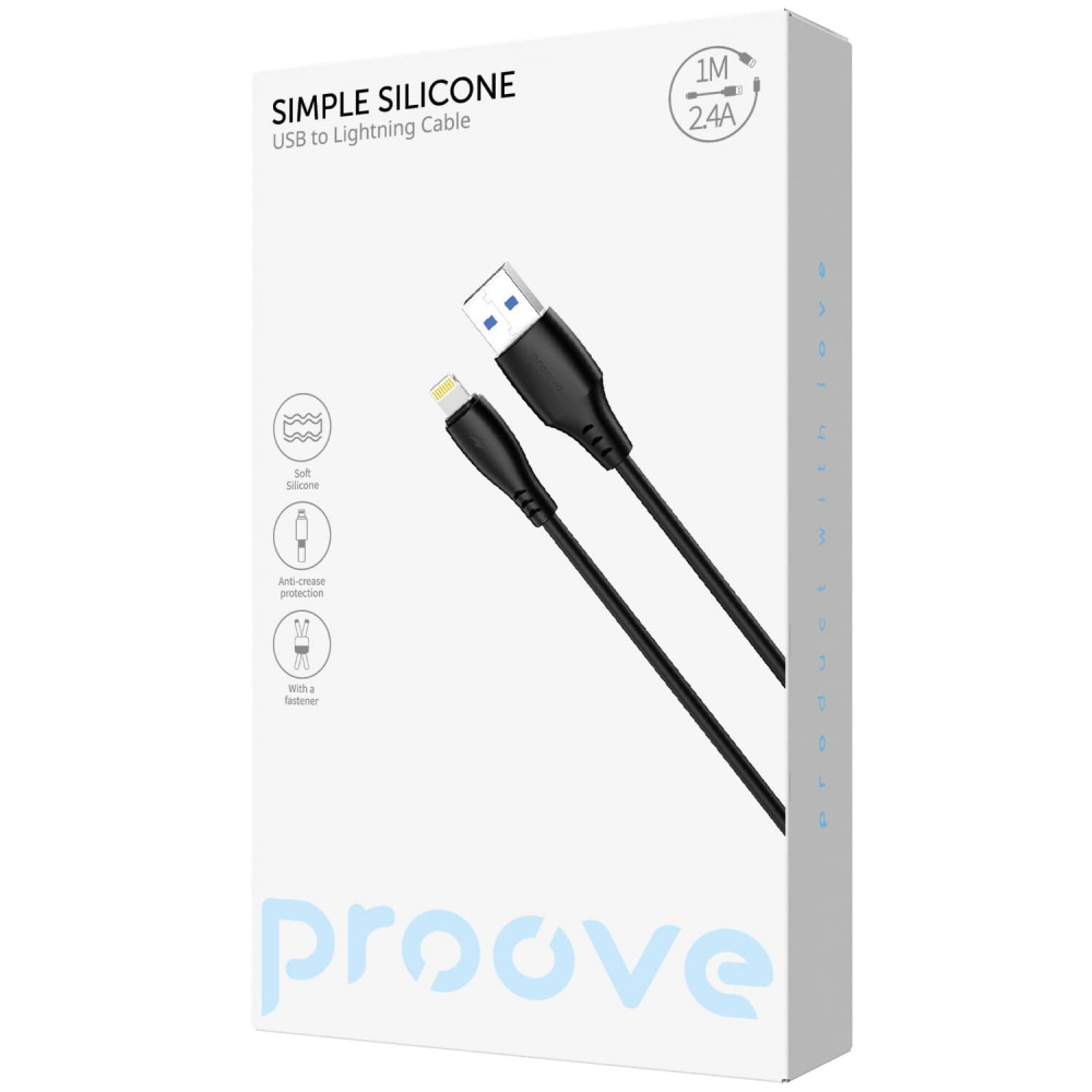 Кабель Proove Simple Silicone USB to Lightning 2.4A (1m) — Придбати в Україні - фото 1