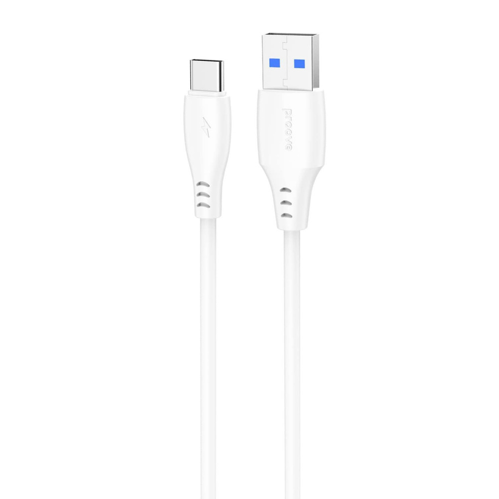 Кабель Proove Simple Silicone USB to Type-C 3A (1m) white на малюнкі №1