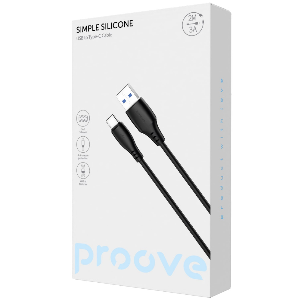 Кабель Proove Simple Silicone USB to Type-C 3A (2m) — Придбати в Україні - фото 1