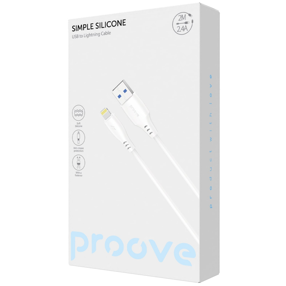 Кабель Proove Simple Silicone USB to Lightning 2.4A (2m) — Придбати в Україні - фото 1