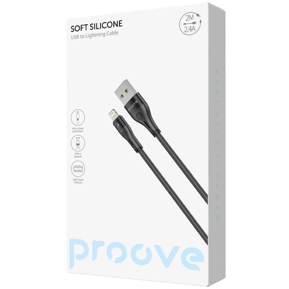 Кабель Proove Soft Silicone USB to Lightning 2.4A (2m) — Придбати в Україні - фото 1