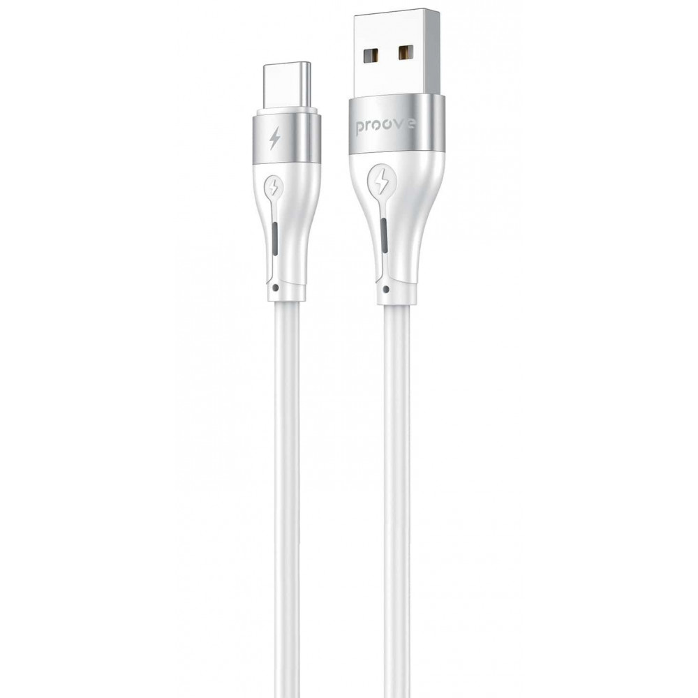 Кабель Proove Soft Silicone USB to Type-C 3A (2m) white на малюнкі №1