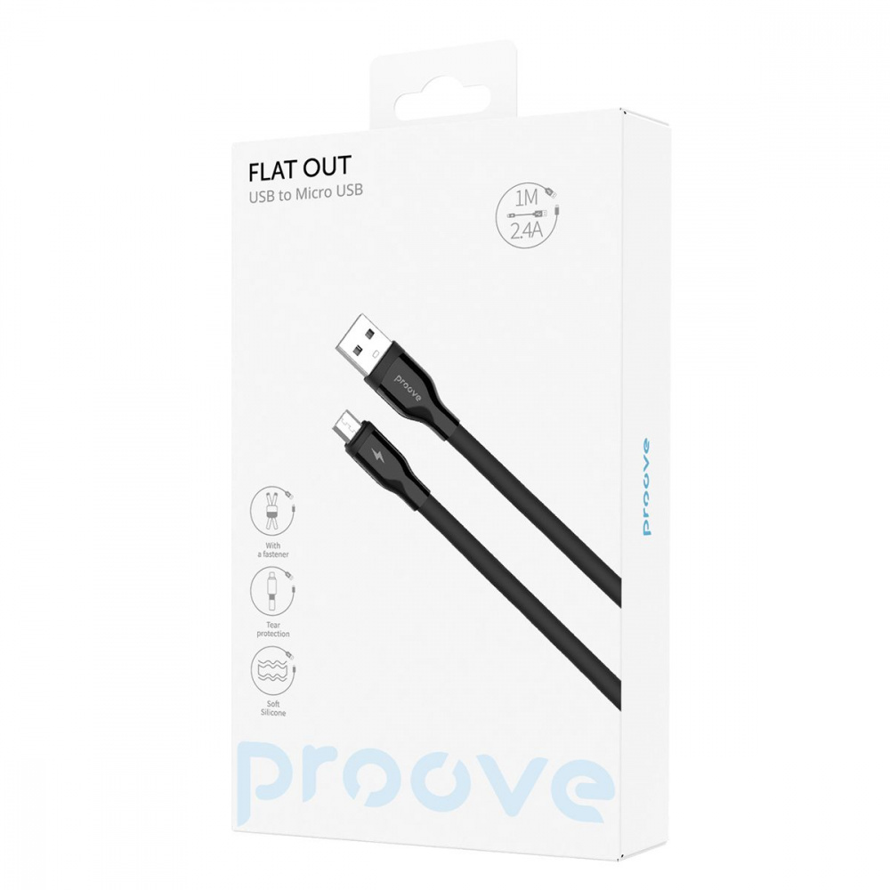 Кабель Proove Flat Out Micro USB 2.4A (1m) — Придбати в Україні - фото 1