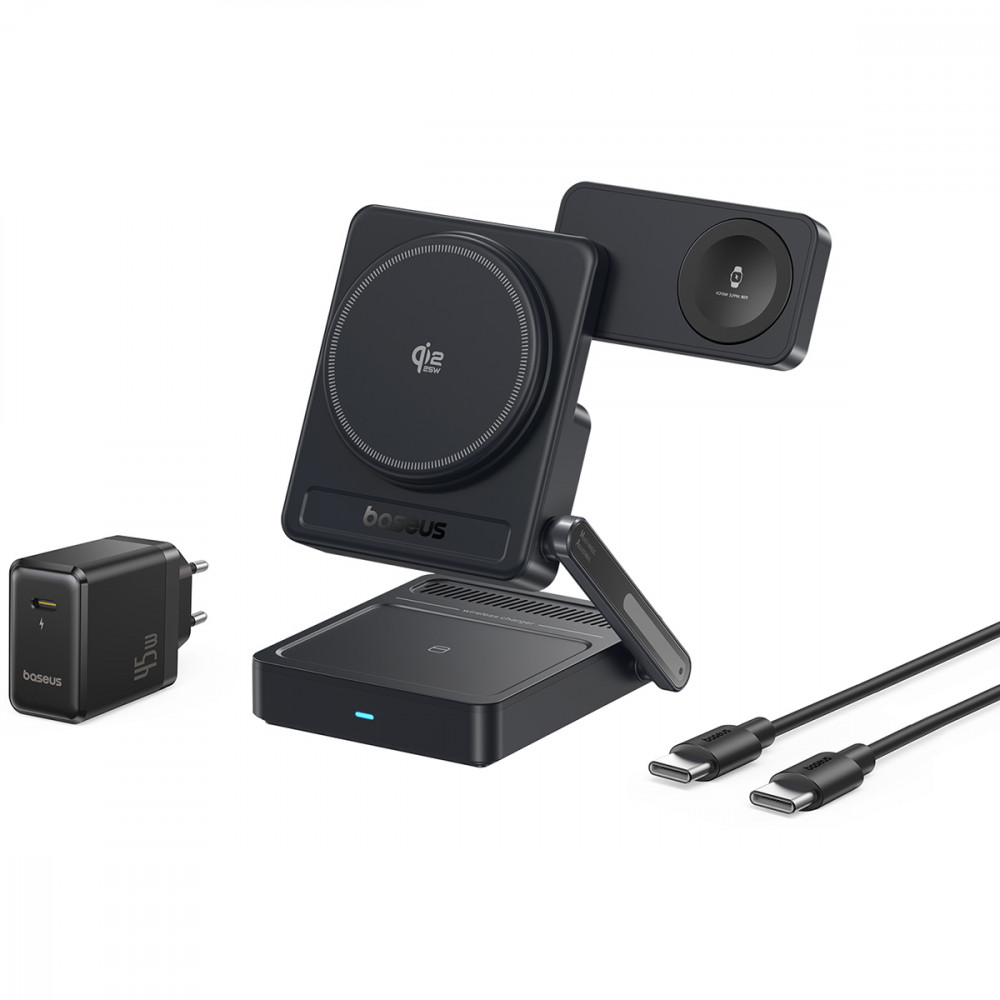 Бездротовий ЗП Baseus PicoGo AF21 3-in-1 Qi2.2 35W (With cable Type-C to Type-C 1m + Power Adapter 45W) — Придбати в Україні - фото 2