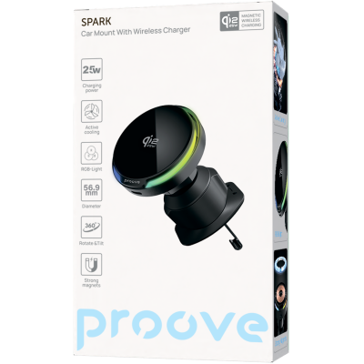Купить Автодержатель с Беспроводной Зарядкой Proove Spark Qi2.2 25W 66568 - Ncase