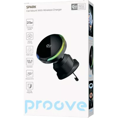 Автомобільний тримач з Бездротовим ЗП Proove Spark Qi2.2 25W — Придбати в Україні